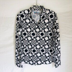 IBKUL Shirt Women’s Size Medium Long Sleeve 1/4 Zip Golf Geometric Active Top